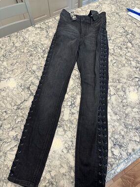 Women’s Black Lace-Up Side Jeans